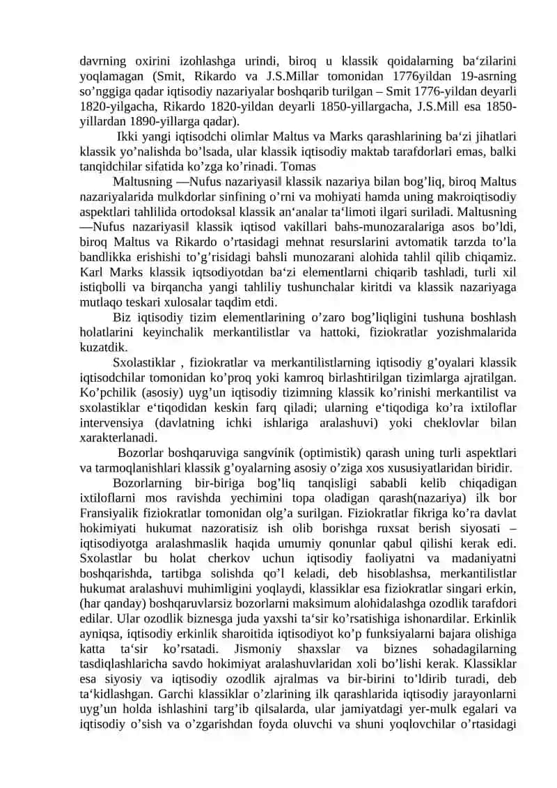 Klassik Iqtisodiy Maktab 2