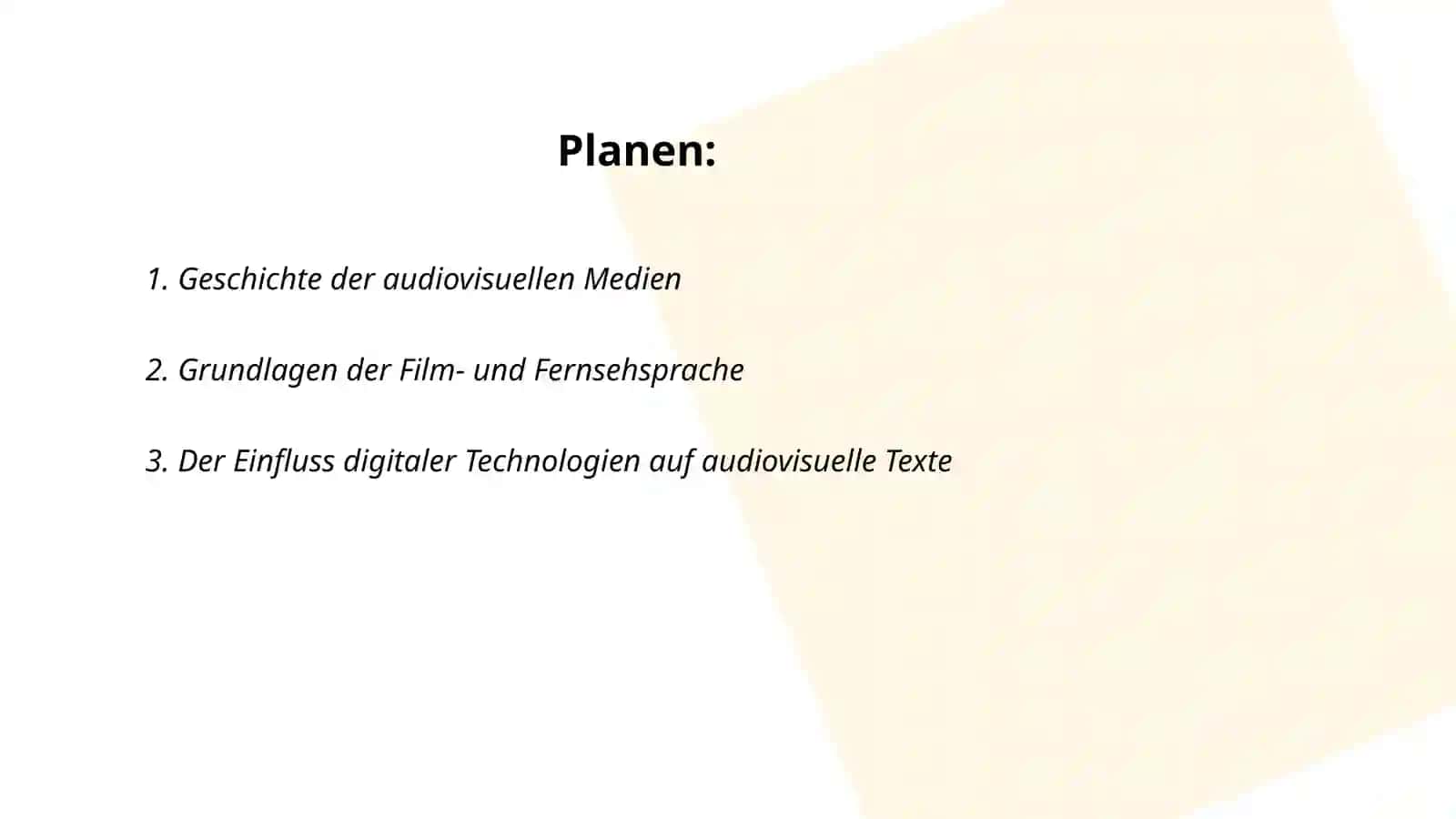 Audiovisuelle Texte und ihre mediale Ausarbeitung 2
