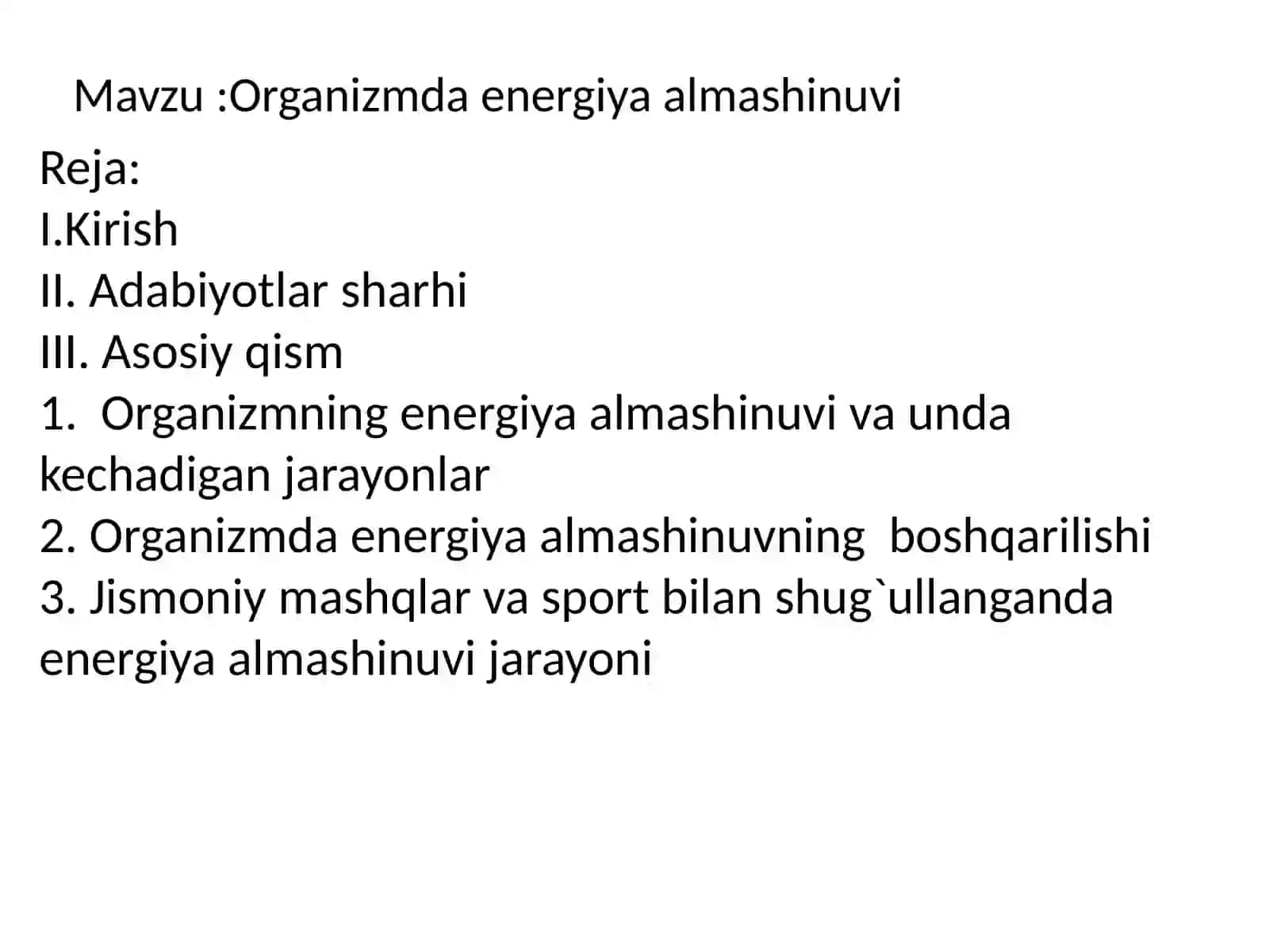 Organizmda energiya almashinuvi 2