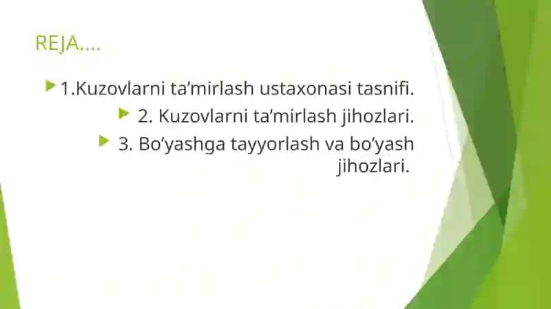Kuzovlarni ta'mirlash texnologiyalari 2