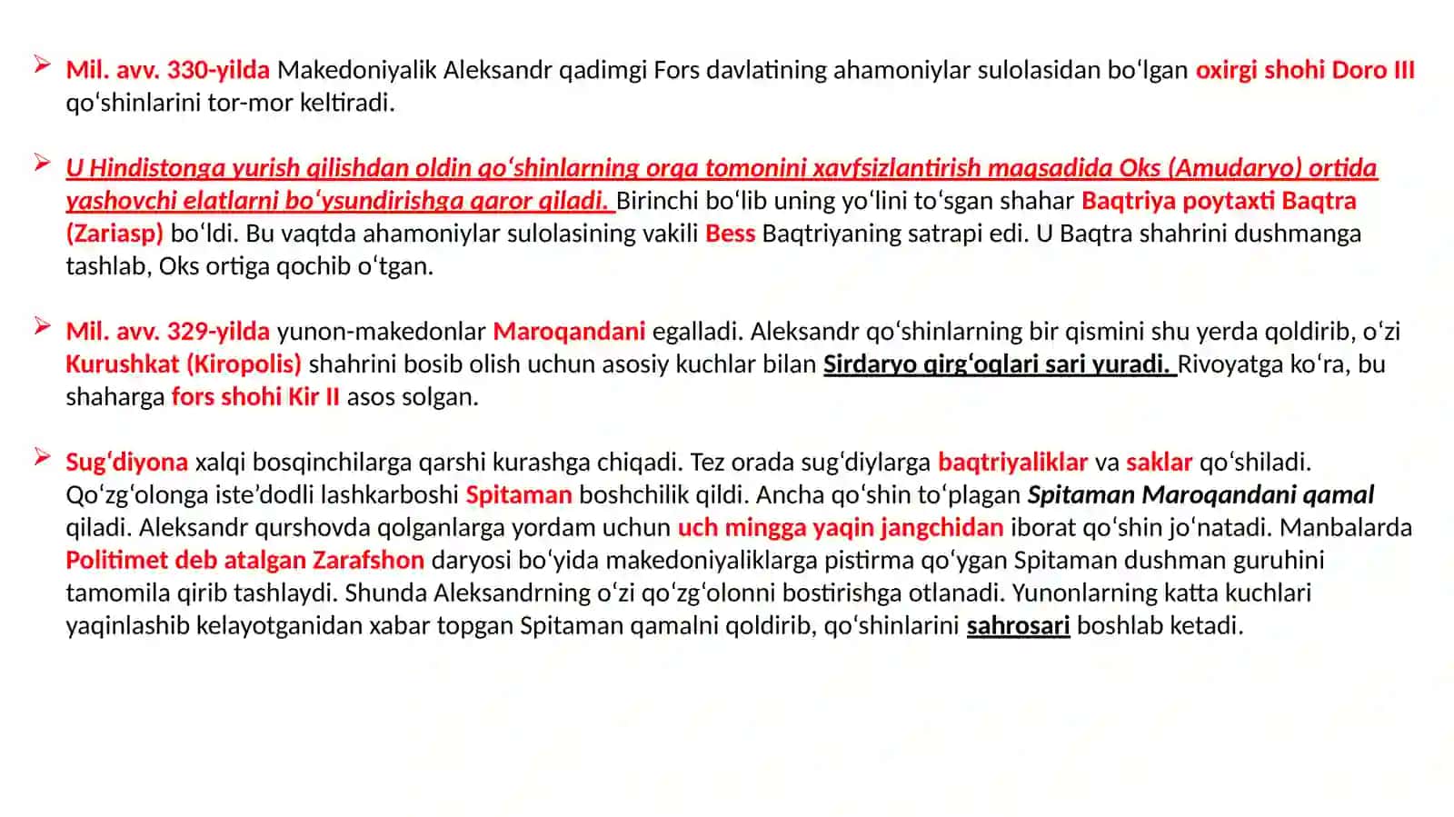 O‘rta Osiyo aholisining yunon-makedon istilochilariga qarshi kurashi 2