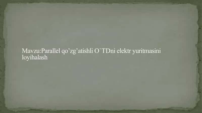 Elektr yuritma mexanikasi 2