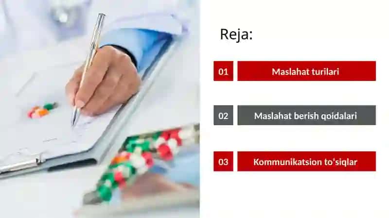 Maslahat turlari va kommunikatsiya toʻsiqlari 2