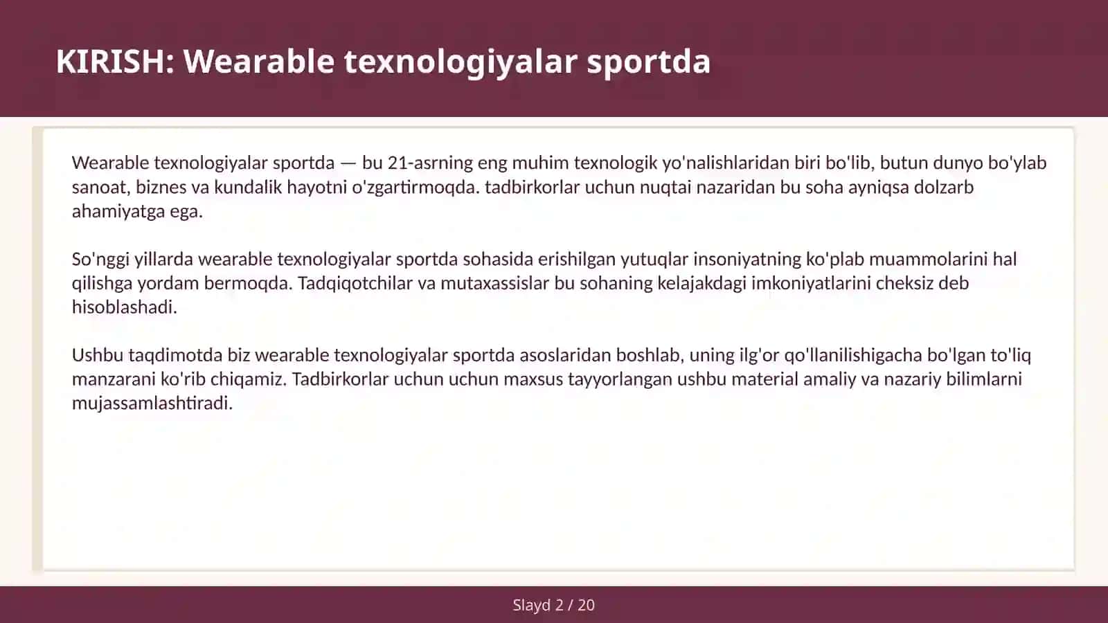 Wearable texnologiyalar sportda 2