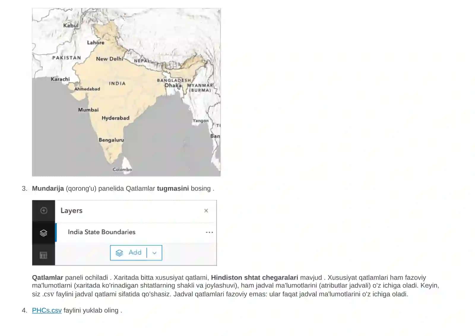 ArcGIS Onlinexaritasiga.csvfaylini 2