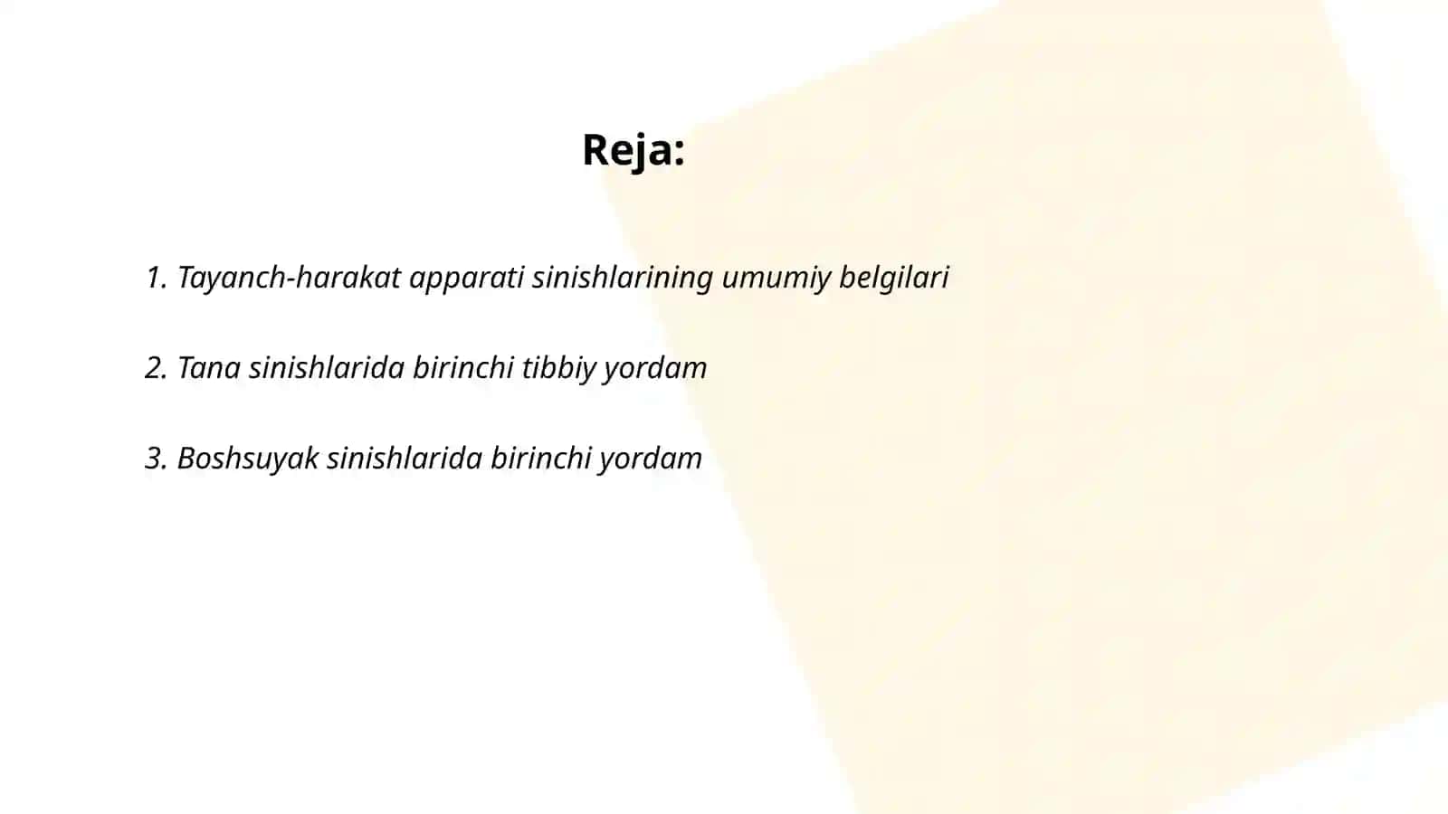 Tayanch-harakat apparati sinishlari va chiqishlarini tashxislash 2
