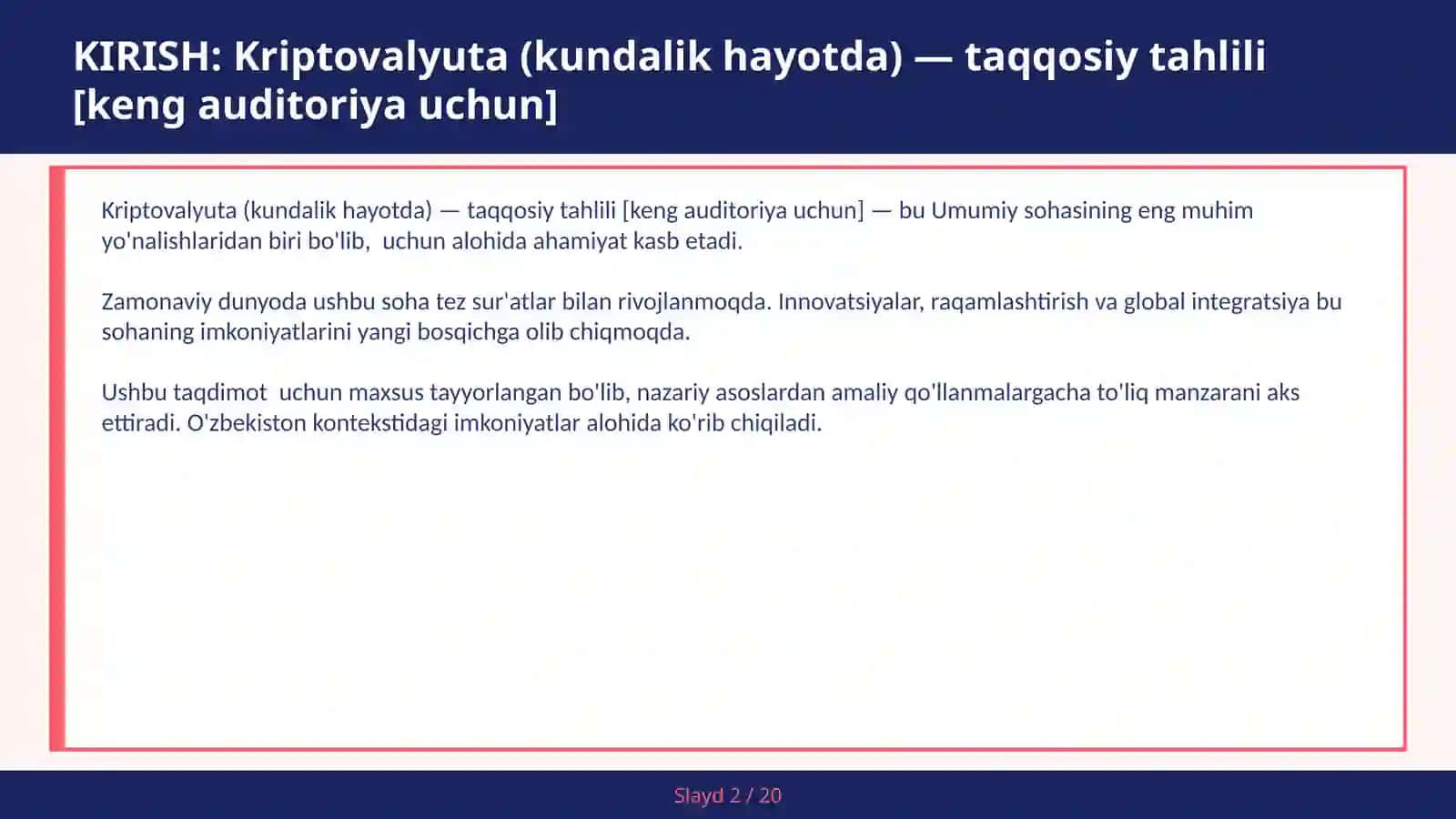 Kriptovalyuta (kundalik hayotda) - taqqosiy tahlili [keng auditoriya uchun] 2