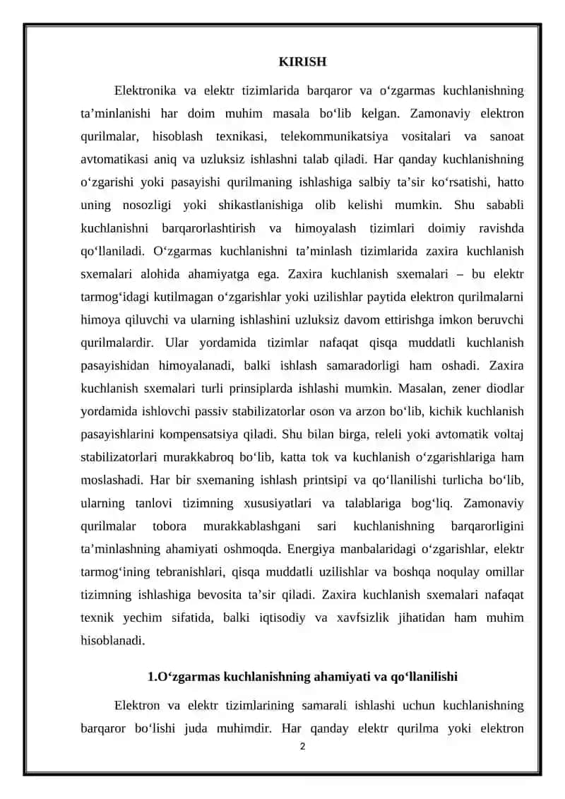 Zaxira kuchlanish sxemalari 2