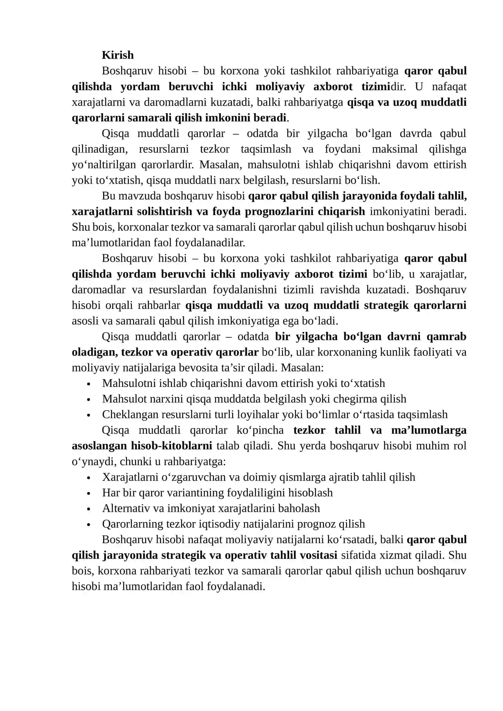Boshqaruv hisobi qaror qabul qilishda 2