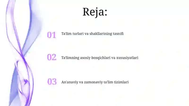 Ta'lim turlari va shakillari tavsifi 2