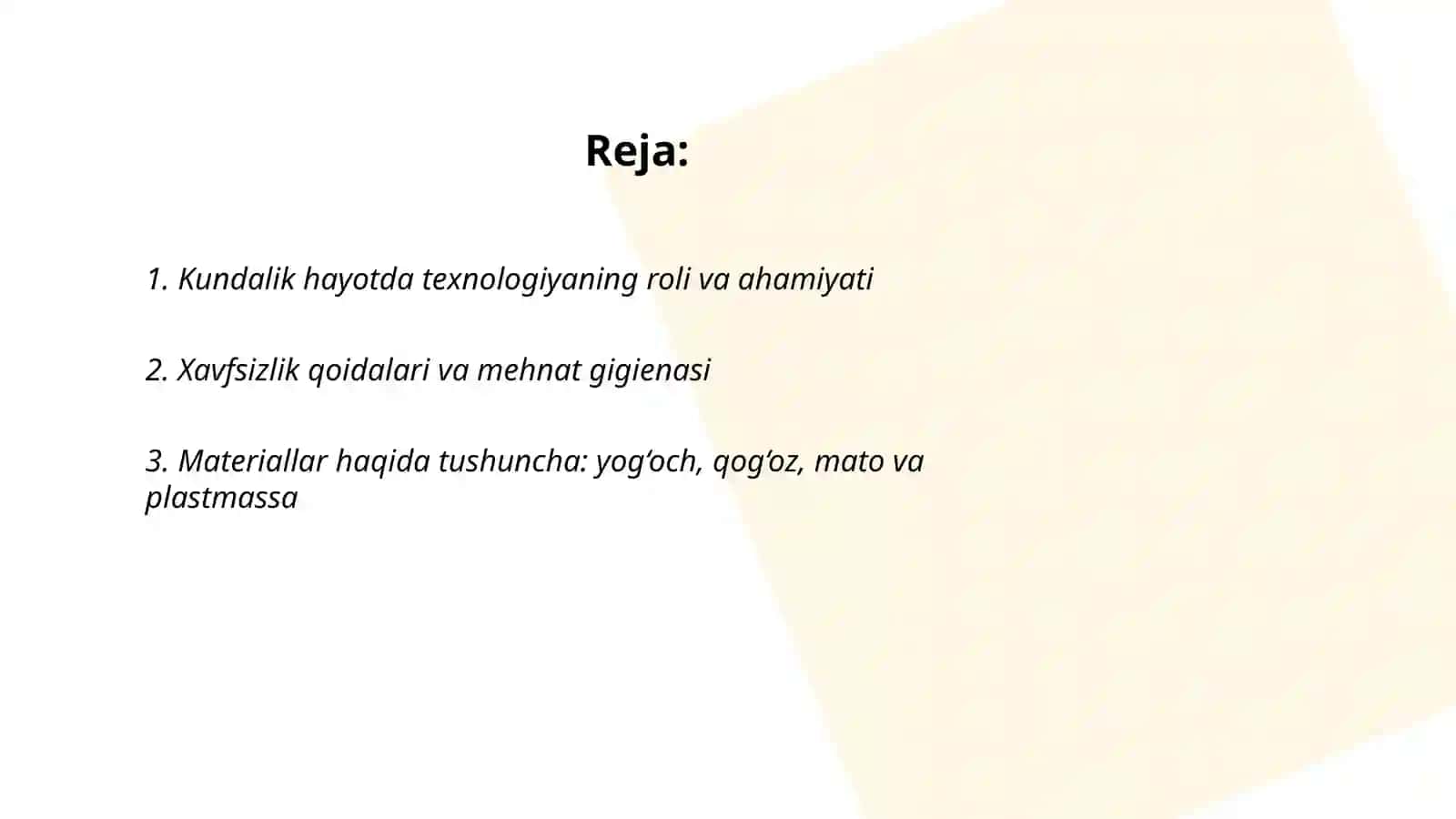 4-sinflarda Texnologiya fanining mazmuni 2