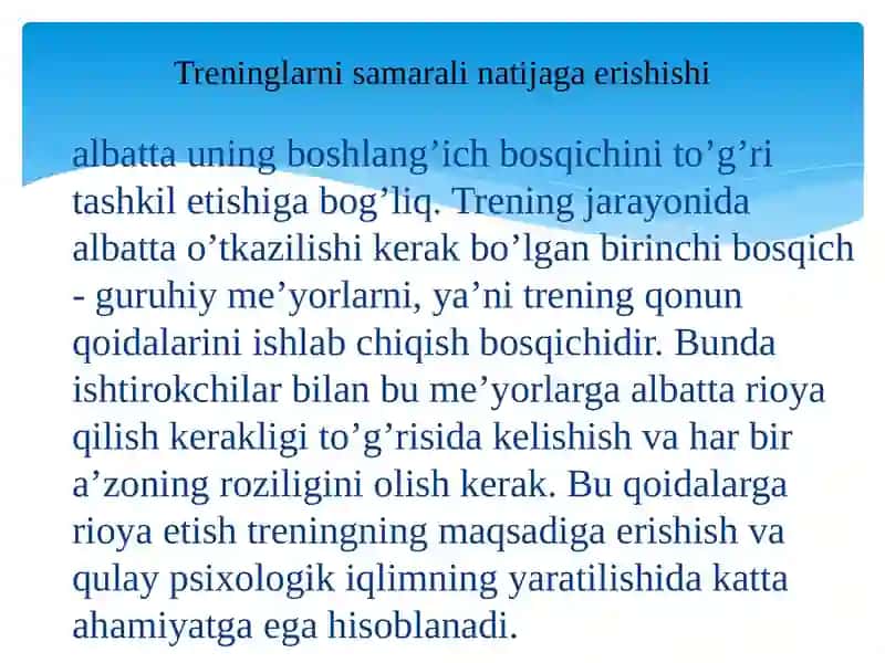 Trening Mashg'ulotlari 2