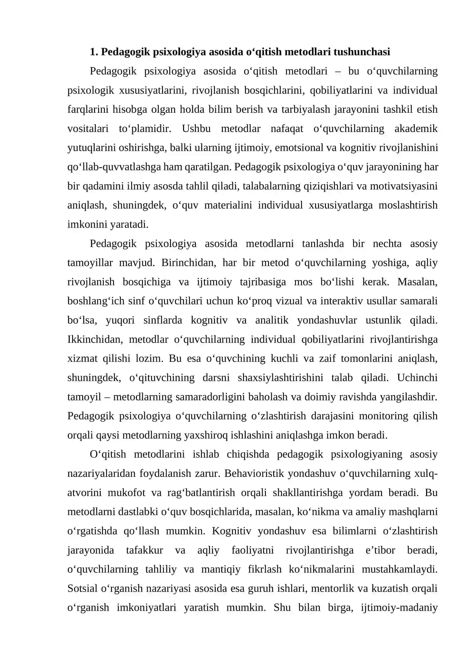 PEDAGOGIK PSIXOLOGIYA VA O'QITISH METODLARI 2