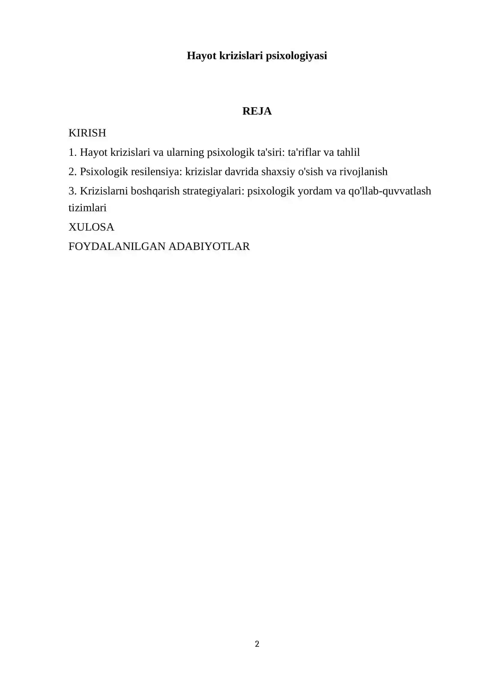 Hayot krizislari psixologiyasi 2
