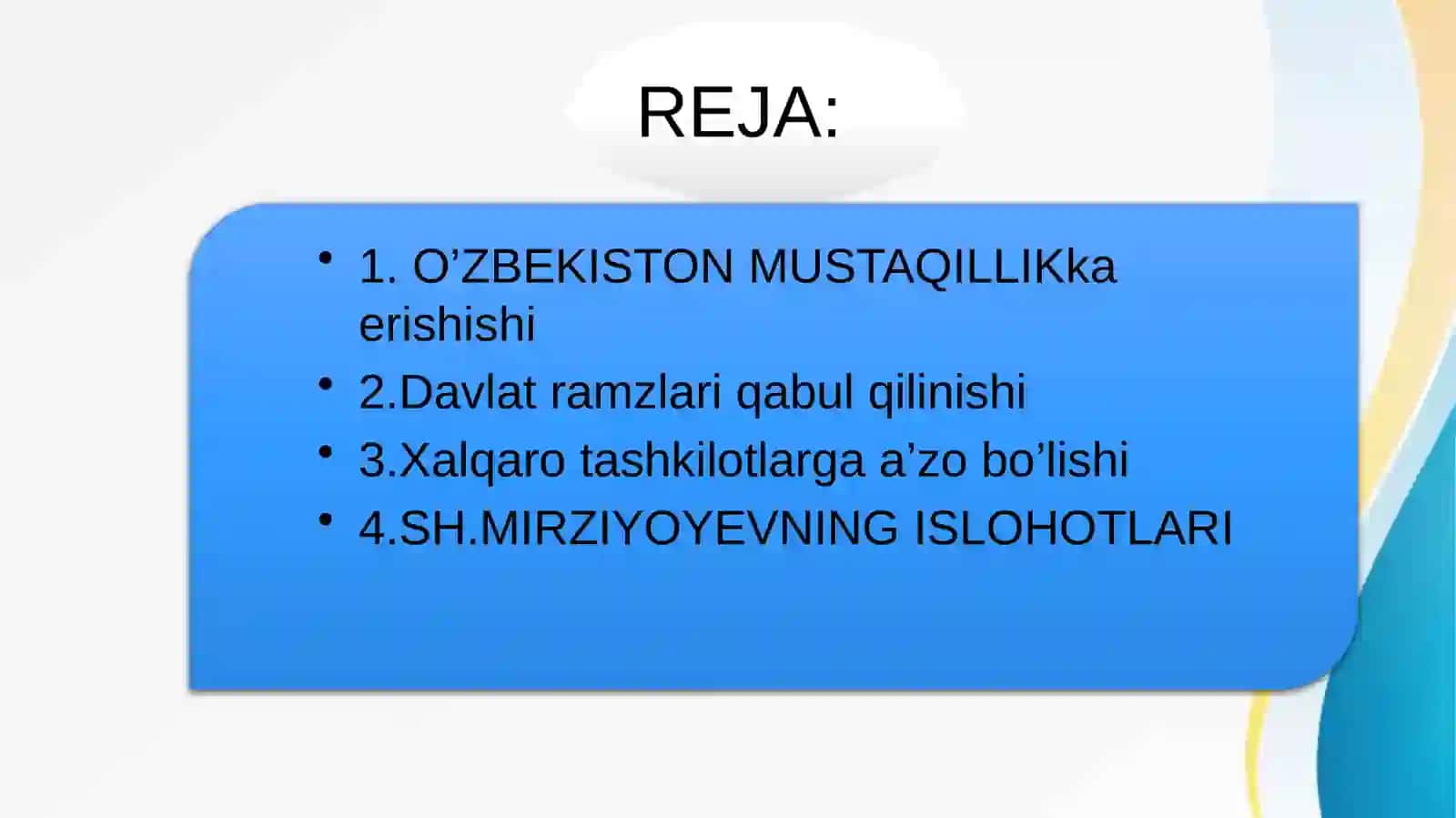 O’ZBEKISTON MUSTAQILLIK 1991-YILDAN 2025-YILLAR DAVOMIDA 2