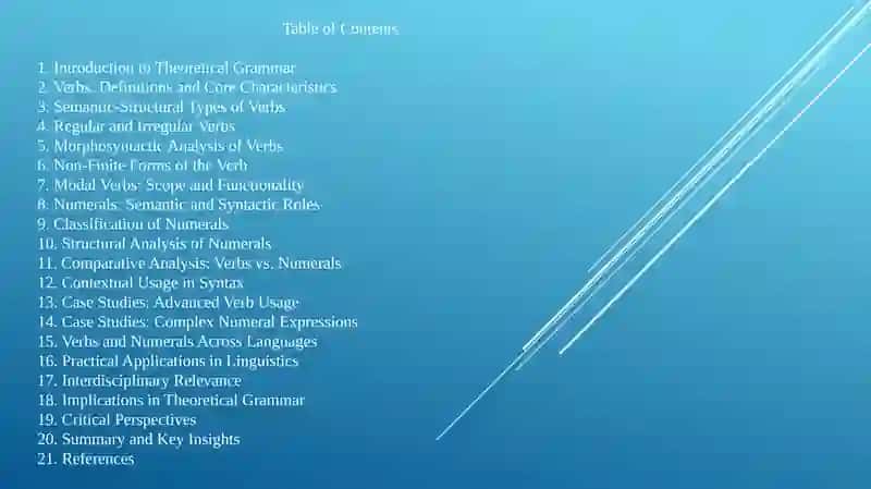 Grammatical Characteristics of the Verb and Numerals. Semantic-Structural Types in Theoretical Grammar 2