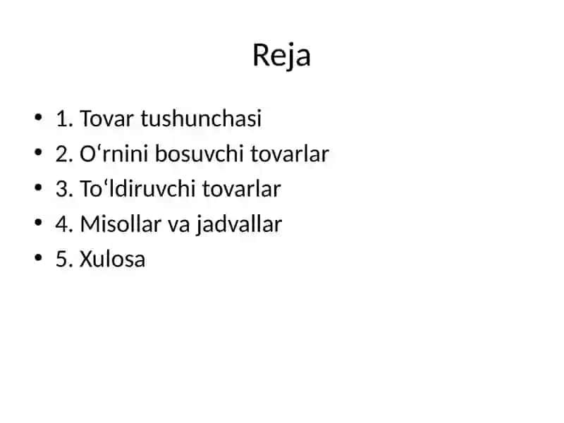Tovar tushunchasi 2
