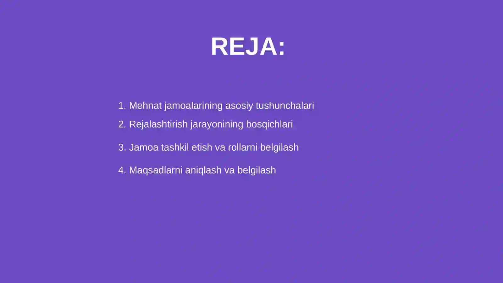 Mehnat jamoalarini rejalashtirish va boshqarish 2