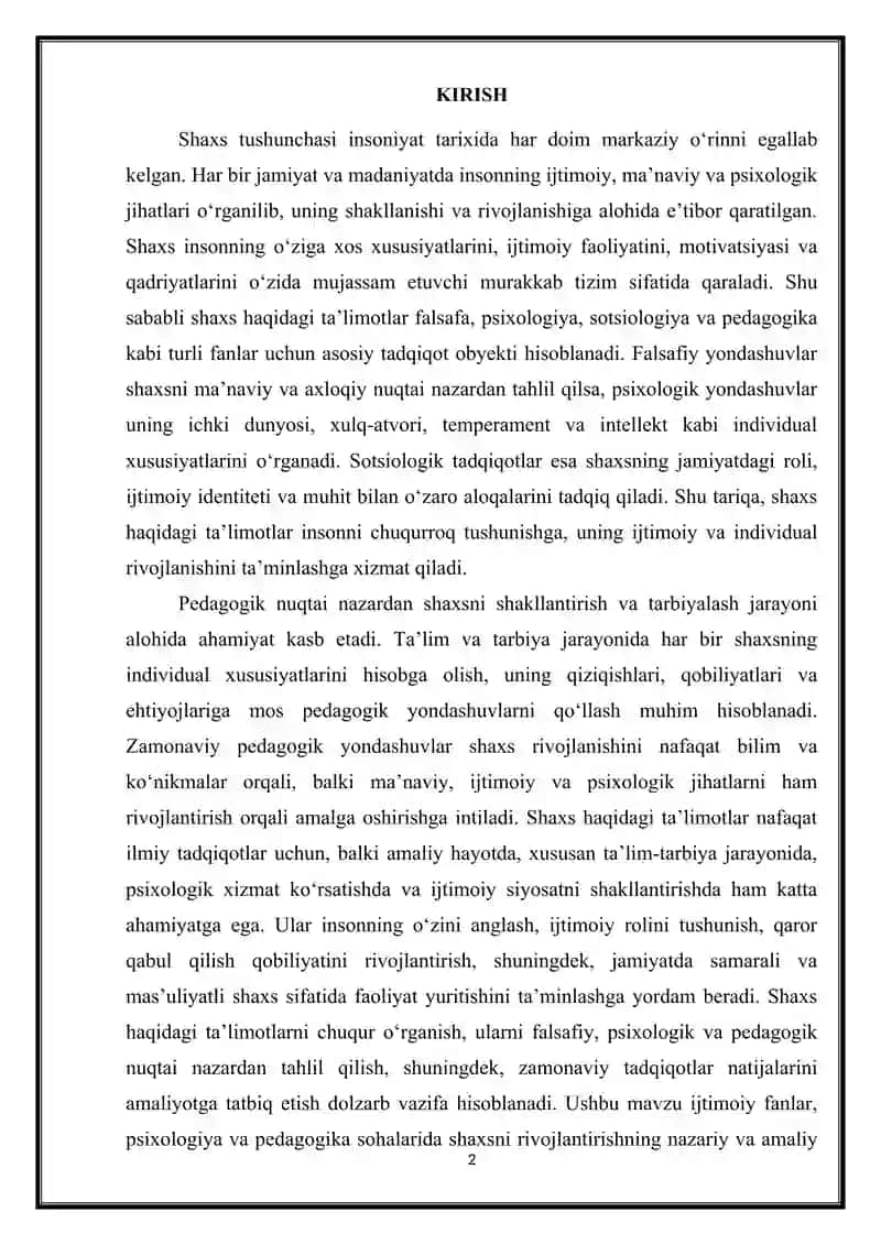Shaxs haqidagi ta'limotlar 2