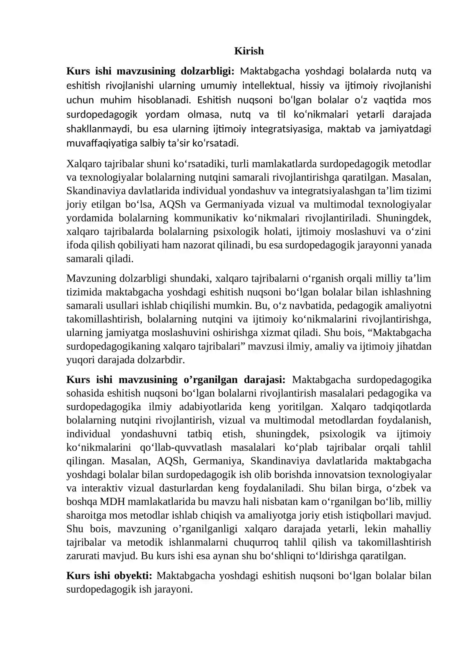 Maktabgacha surdopedagogikaning xalqaro tajribalari 2