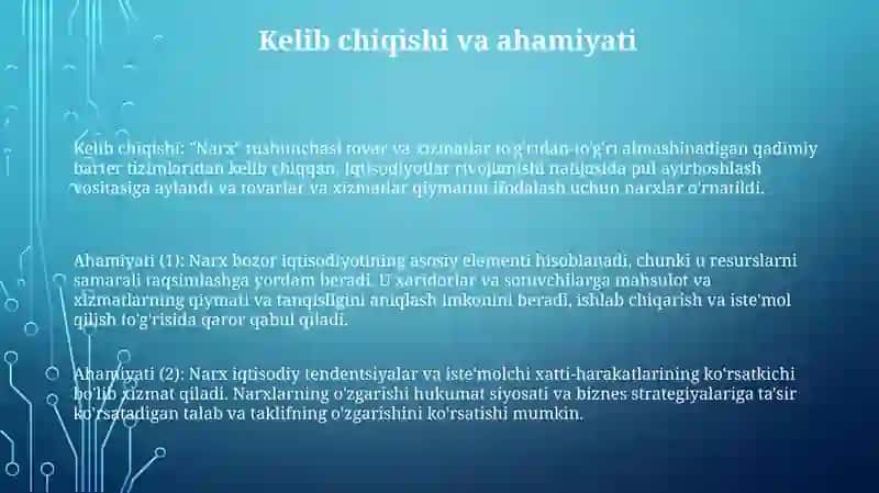 Narx tushunchasi 2