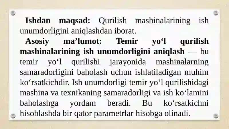 Qurilish mashinalarining ish unumdorligini aniqlash 2