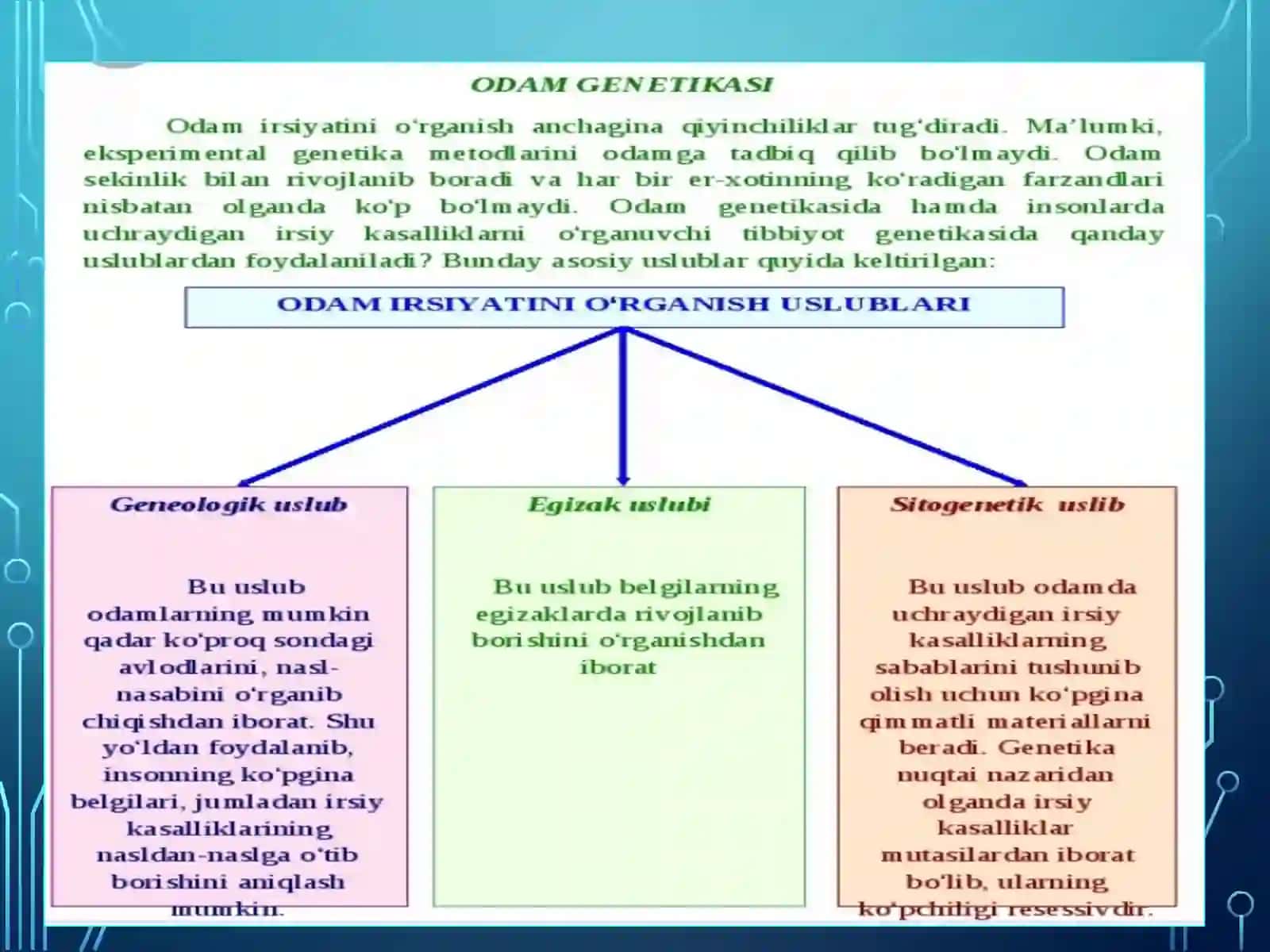 Odam genetikasi tekshirish usullari 2