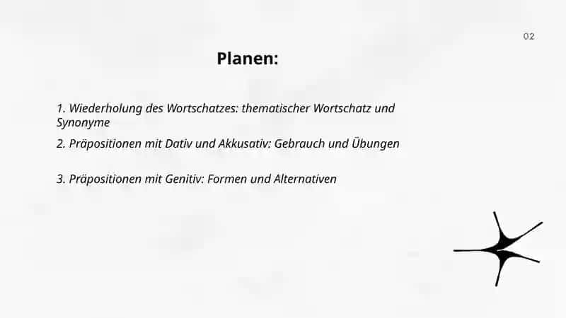 Wiederholung lexikalische und grammatische Übungen 2
