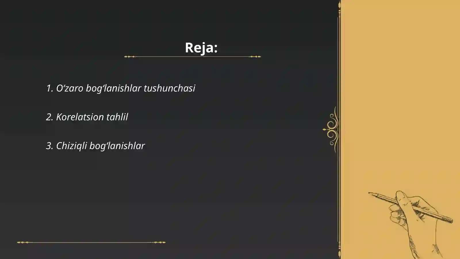Oʻzaro bogʻlanishlar statistik oʻrganish 2