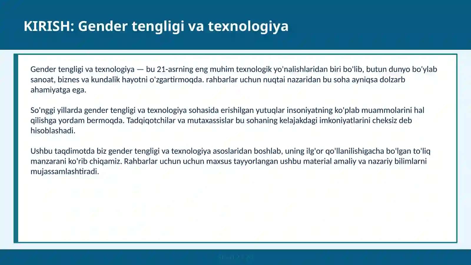 Gender Tengligi va Texnologiya 2