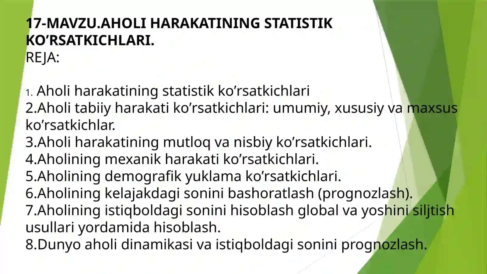 AHOLIHARAKATINING STATISTIK KO’RSATKICHLARI 2