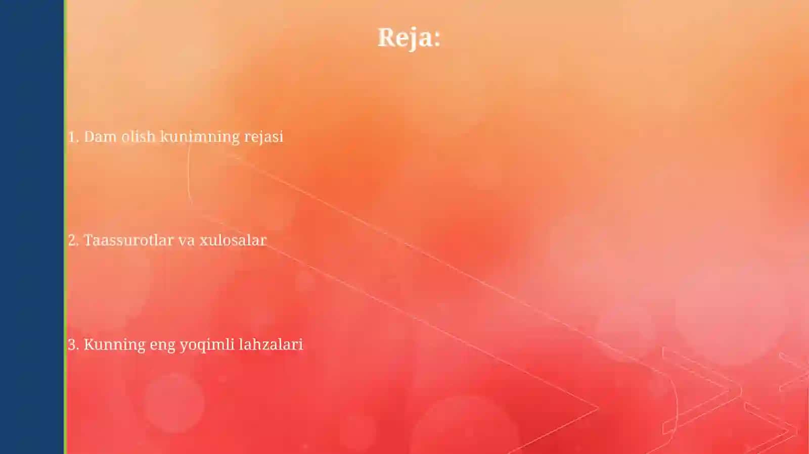 Mening dam olish kunim rejasi 2