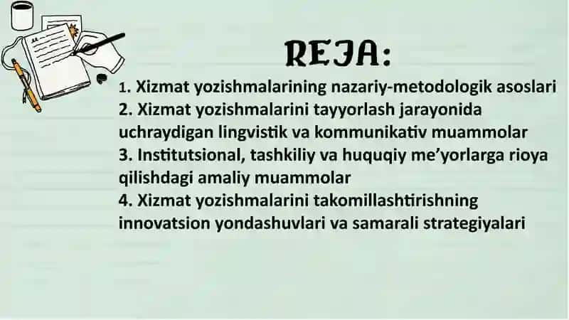 XIZMAT YOZISHMALARINI YOZISHDAGI MUAMMOLAR 2