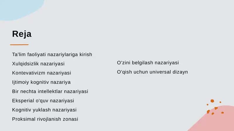 O'quvfaoliyati nazariyalari 2