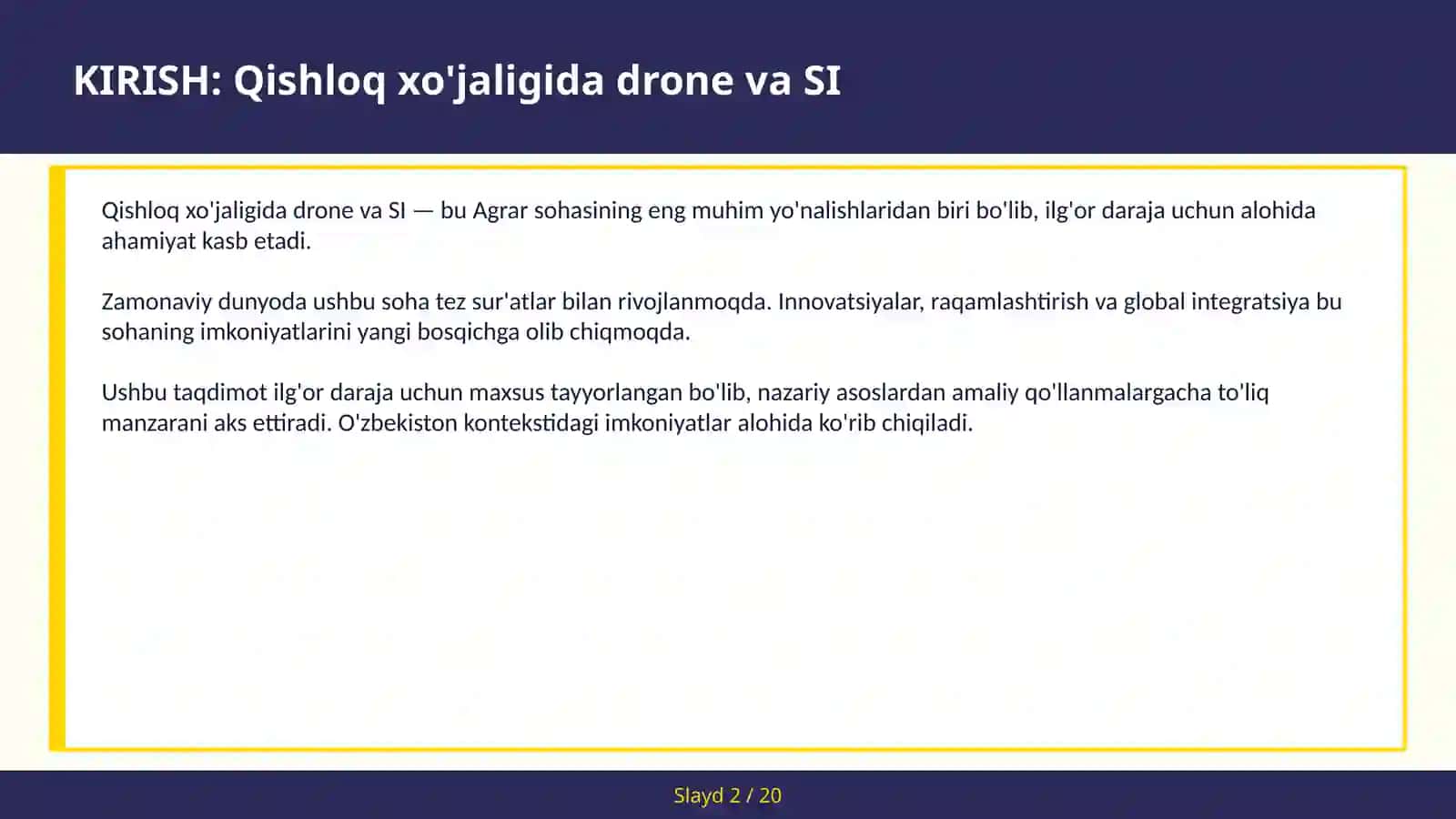 Qishloq xo'jaligida drone va SI 2