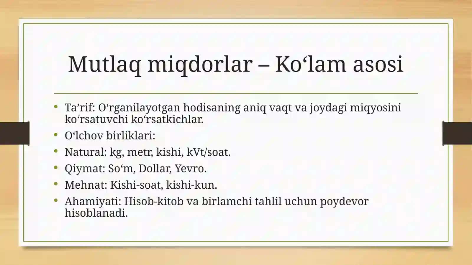 Mutlaq va nisbiy miqdorlar 2