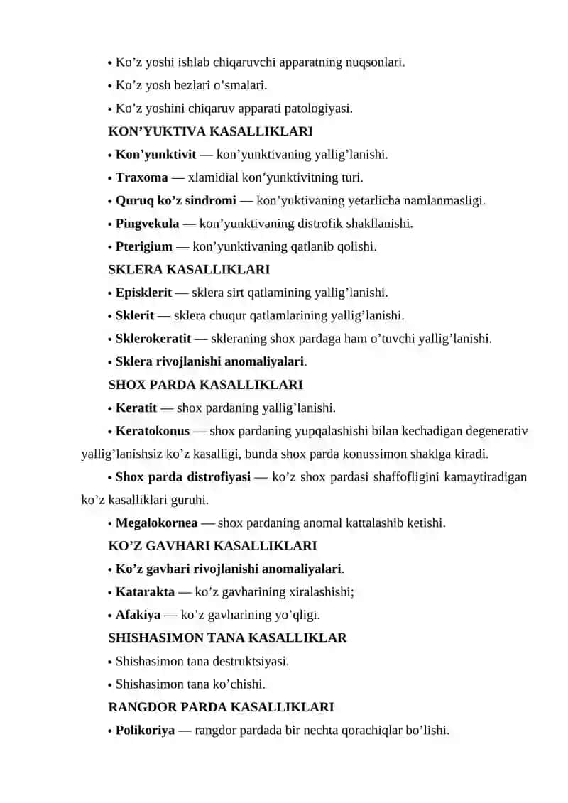 KO’Z KASALLIKLARI — TURLARI, ALOMATLARI VA DAVOLASH USULLARI 2
