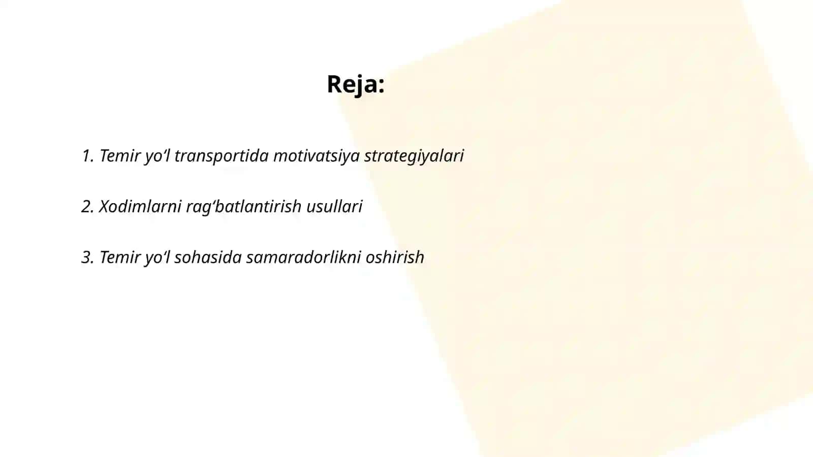 Temir yo‘l transportida mativlashtirish va rag‘batlantirish 2
