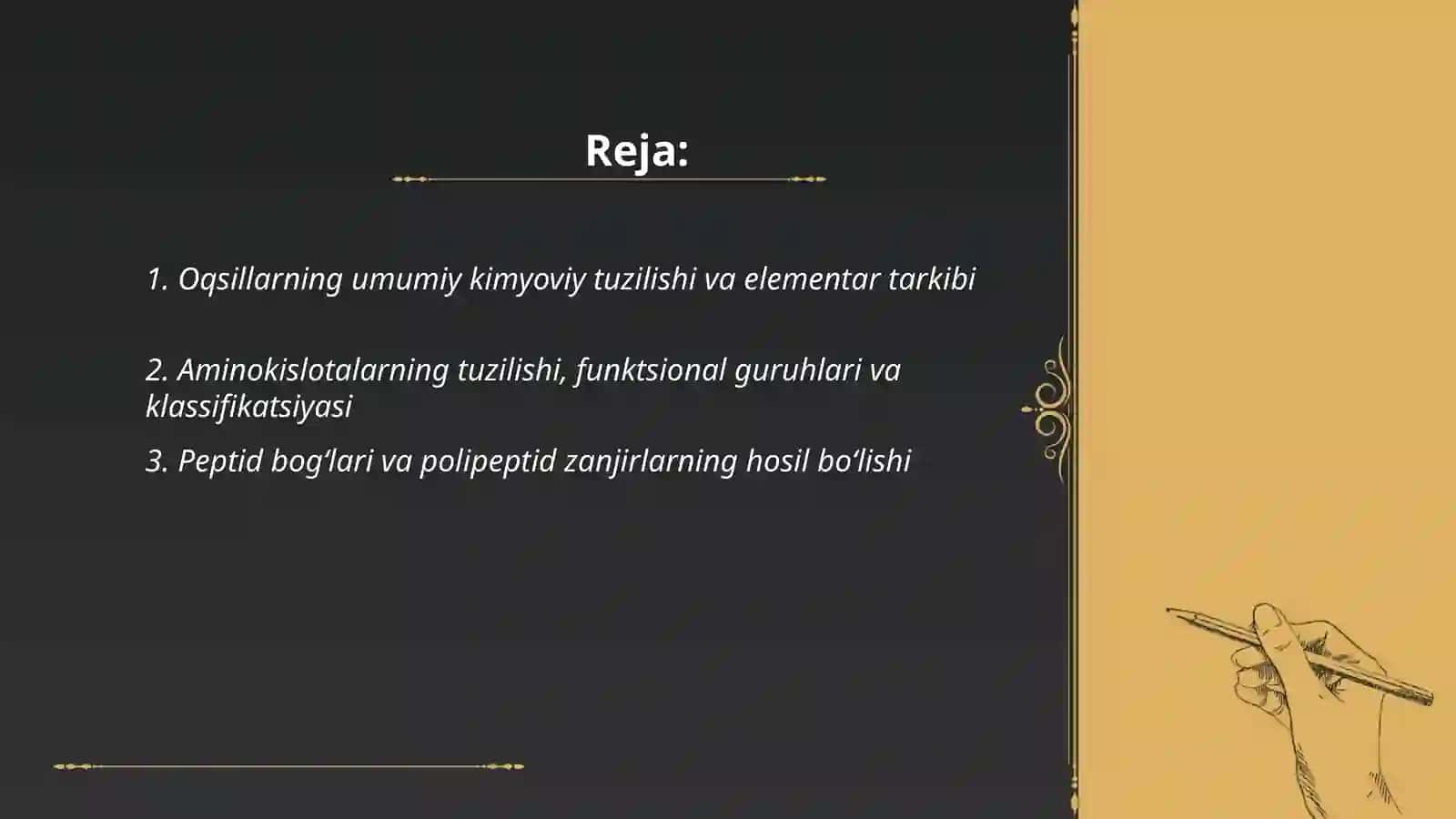 Oqsillarning kimyoviy tarkibi, funksiyasi 2