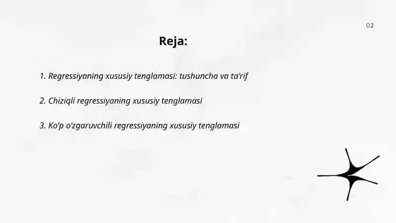 Regressiyaning xususiy tenglamasi 2