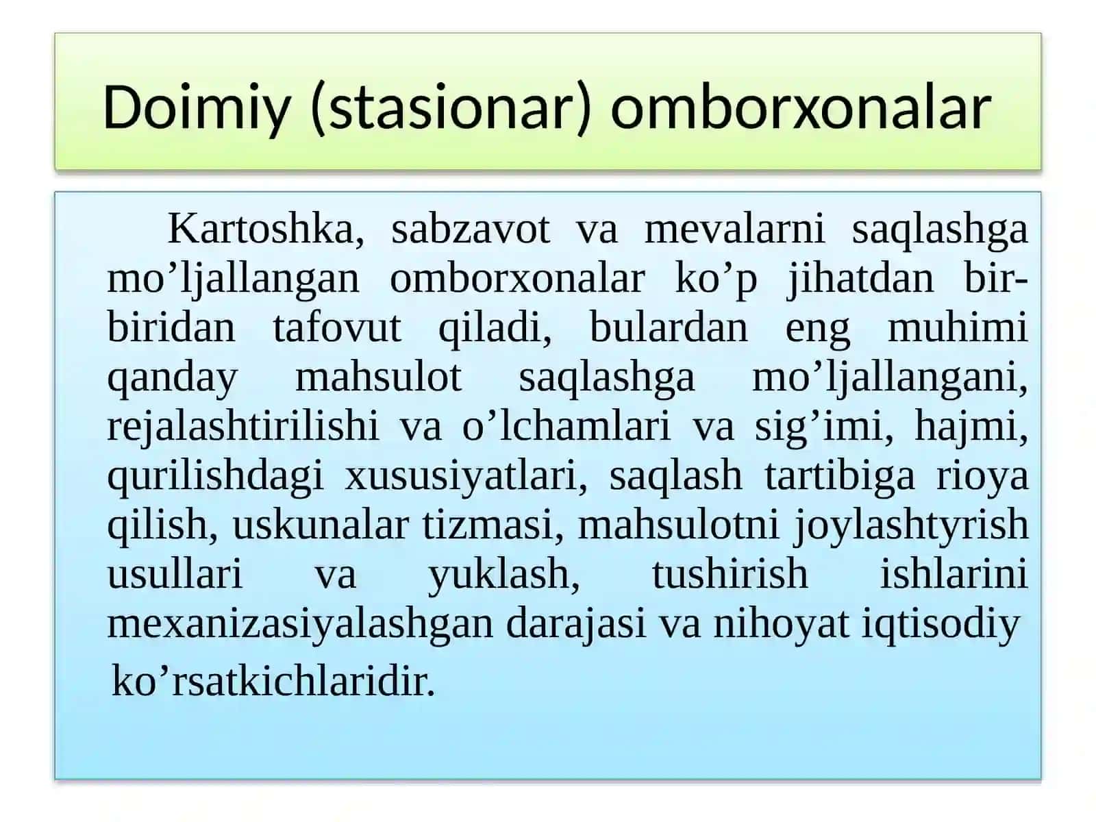 SAQLASH OMBORLARI TURLARI VATUZILISHI 2