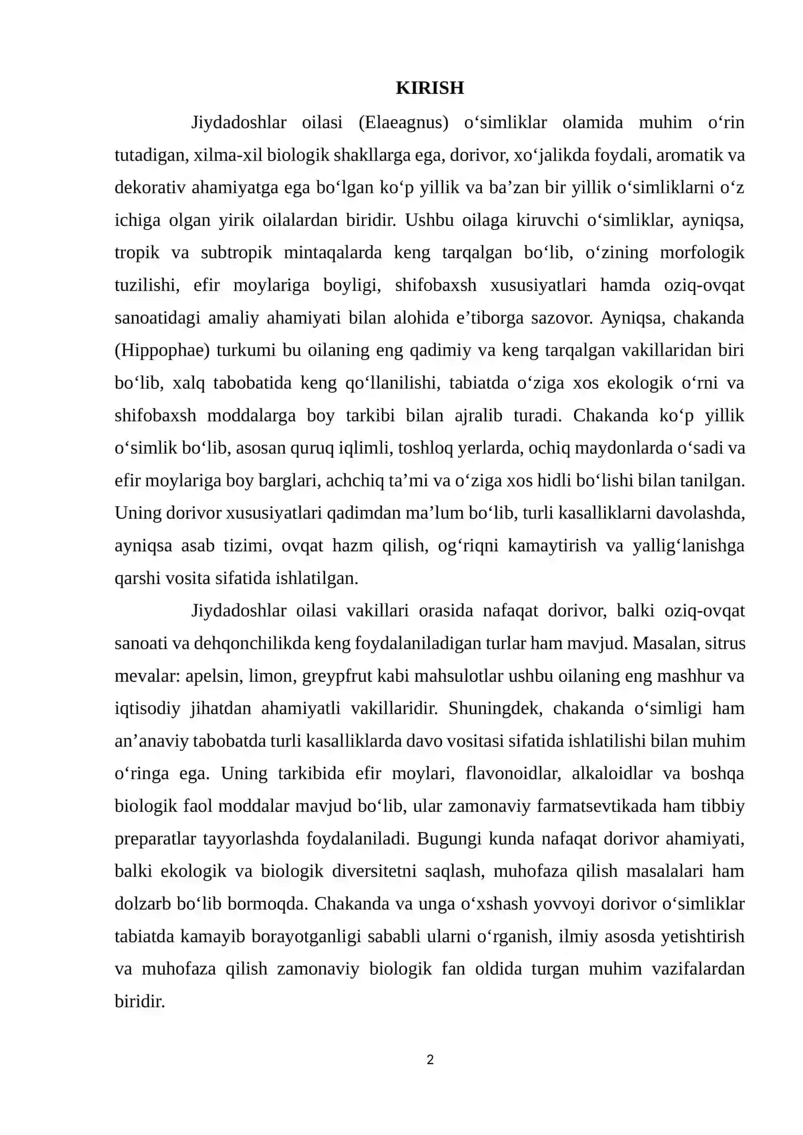 JIYDADOSHLAR OILASI, CHAKANDA TURKUMI 2
