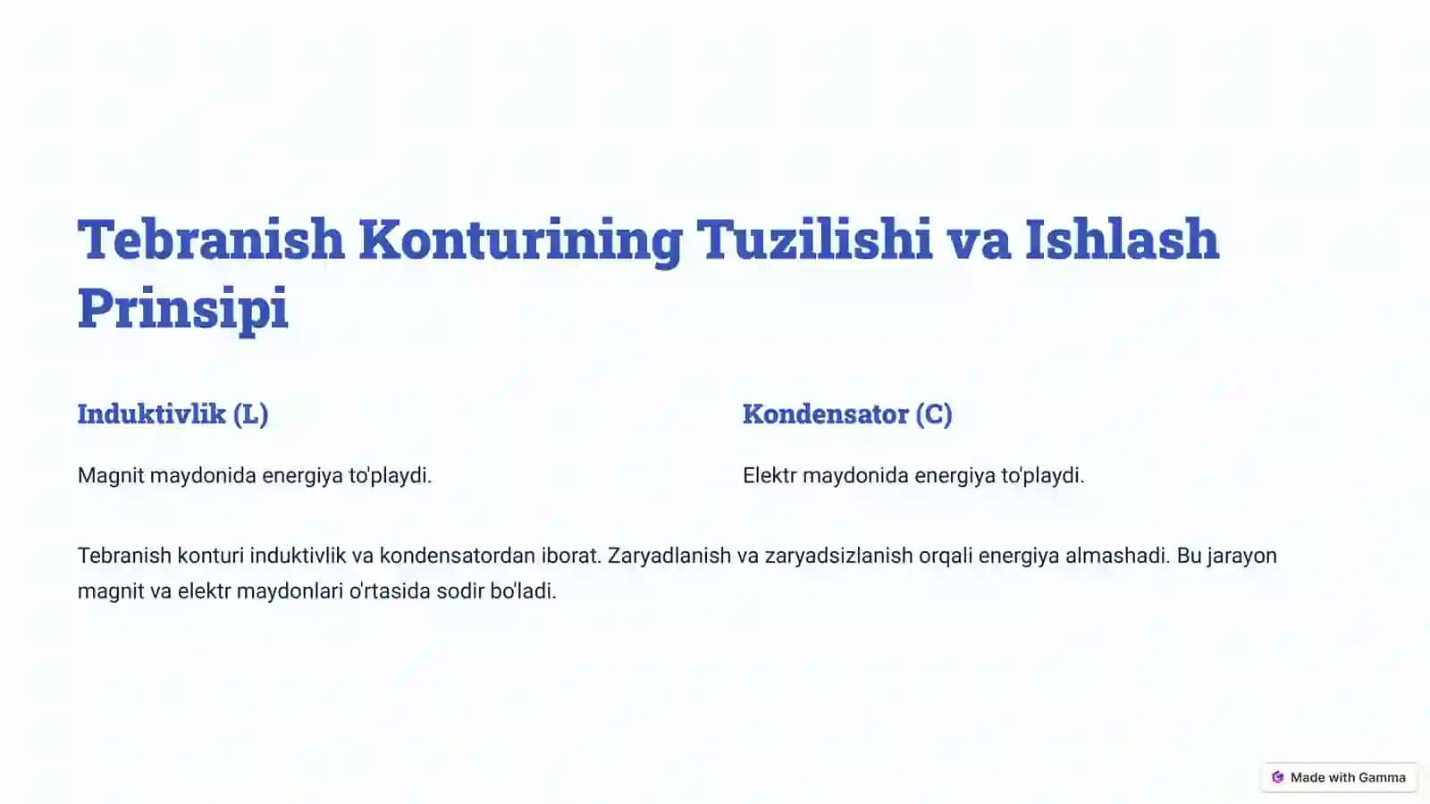 Xususiy Elektromagnit Tebranishlar 2