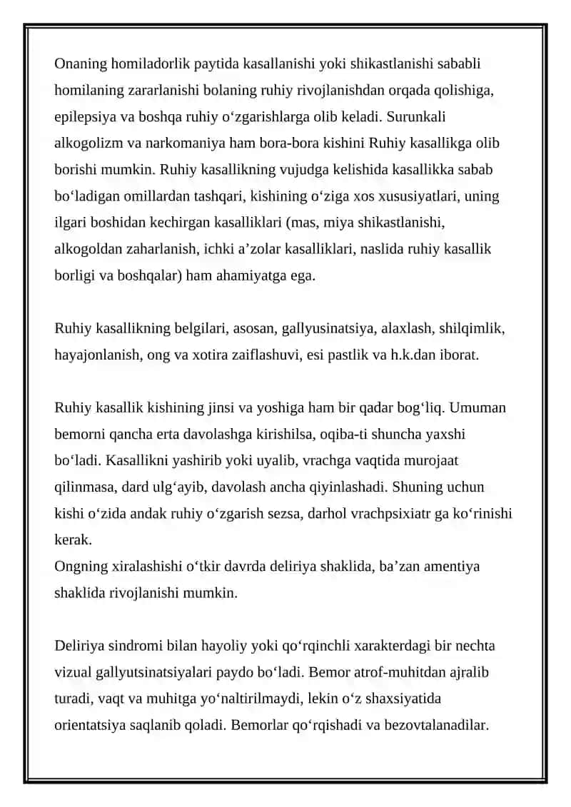 Ruhiy Kasalliklar 2