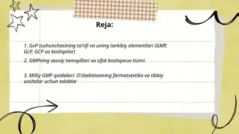GxP tushunchalari va Milliy GMP qoidalari 2