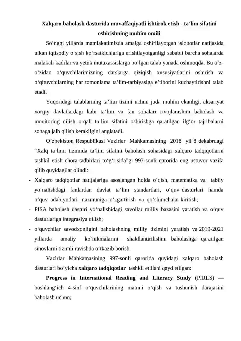 Xalqaro Baholash Dasturlarining Tahlili 2