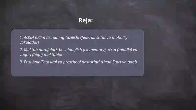 AQSH davlatining taʼlim tizimi 2