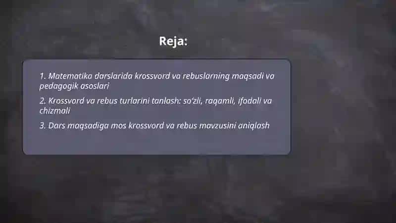 Matematika krossvord va rebuslar 2