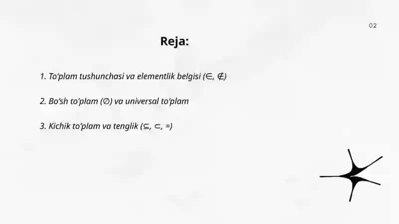 Toʻplamlar va ular ustida amallar 2