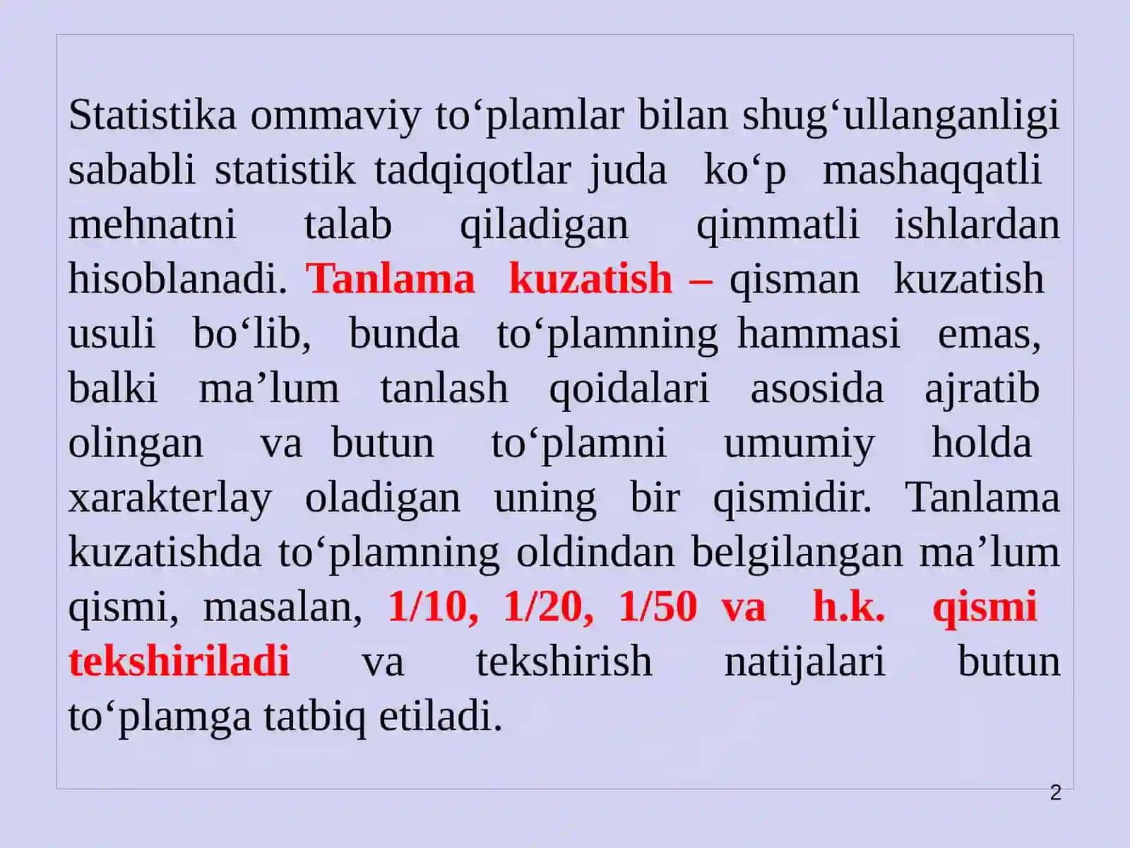 Tanlama kuzatish 2